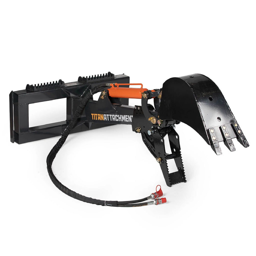 Titan Attachments Skid Steer Fronthoe 24" Bucket and Thumb, Excavator Attachment Bobcat Loader
