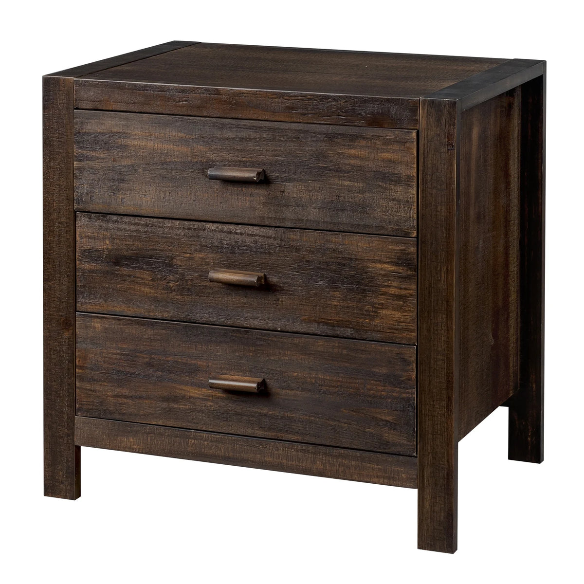 UBesGoo Nightstand 2 Drawer Dresser Side Table, Soild wood & MDF with Solid Wood Veneer, Brown