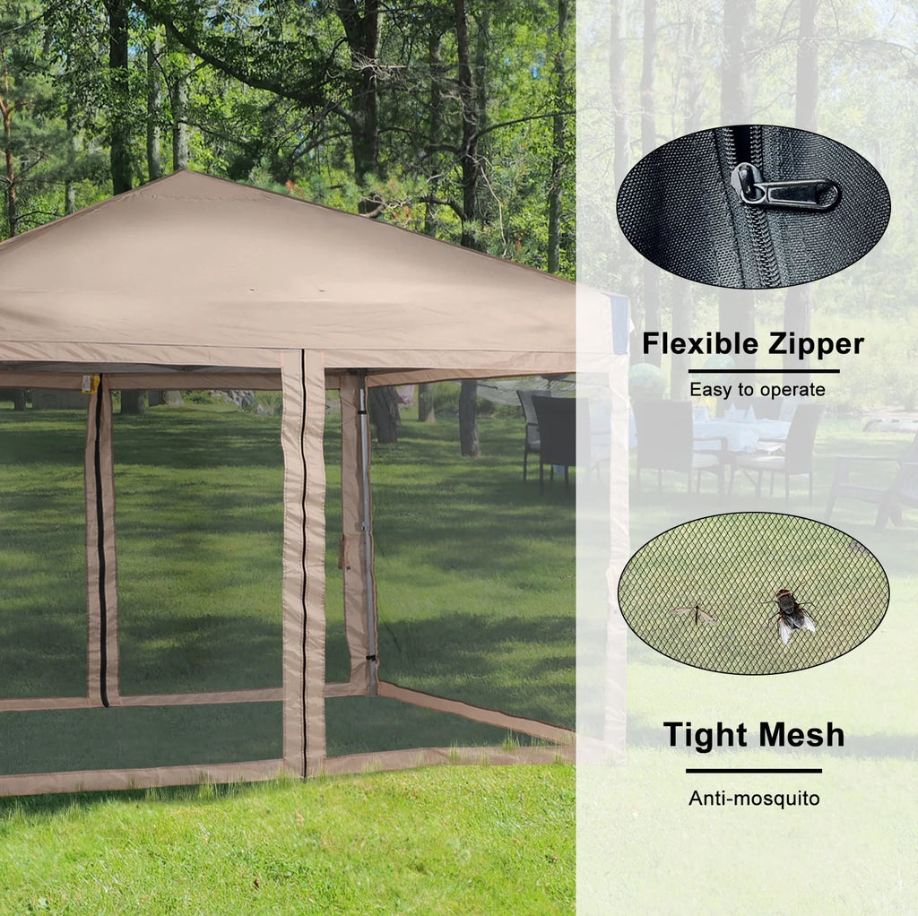 Aoodor 12'x12' Pop Up Canopy with Removable Mesh Sidewalls, Outdoor Portable Instant Shelter Tent-Black