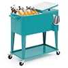Magshion 80 Quart Rolling Cooler Ice Chest, Portable Bar Cold Drink Beverage Cart Tub, Backyard Cooler Trolley on Wheels with Ice Scoop, Catch Tray & Bottle Opener, Pink
