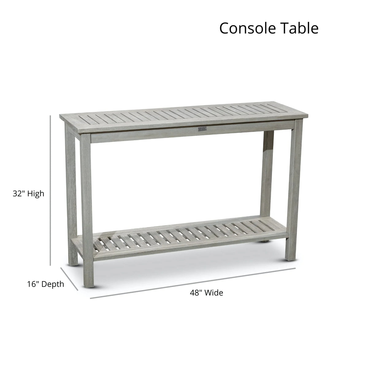 DTY  Outdoor Living Longs Peak Eucalyptus Console Table Silver Gray