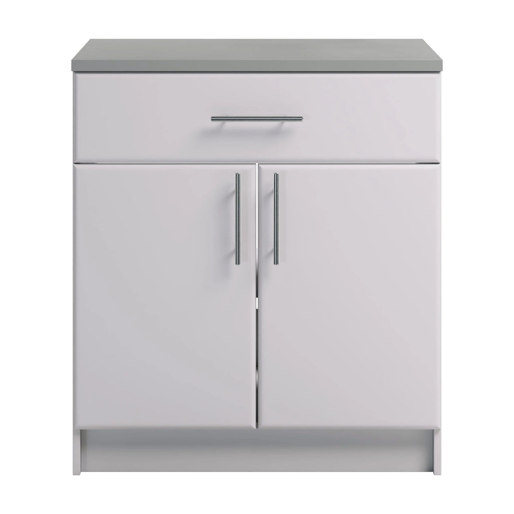 Prepac Elite 36" Tall Storage Cabinet with Doors and Shelves, Multipurpose Garage Cabinet with Large Drawer and Adjustable Shelf, Open Back Storage Furniture for Kitchen, Laundry Room, Garage, White