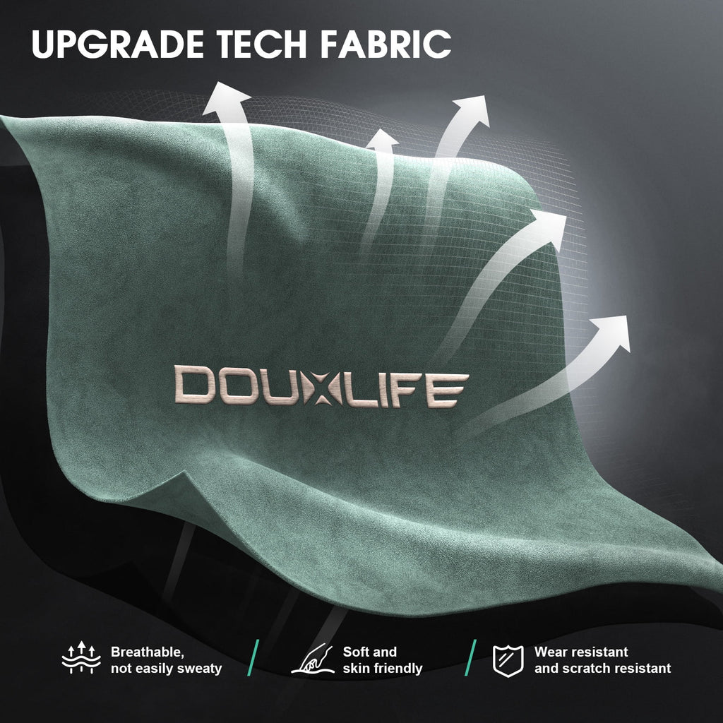 Douxlife Massage Gaming Chair, Spring Cushion, Breathable Fabric Gaming Chair with Footrest, Ergonomic Computer Chair for Adults & Kids