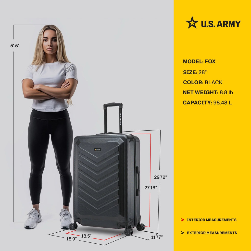 US ARMY FOX 28" Large Suitcase Black