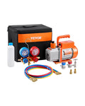 VEVOR 3.5 CFM AC Vacuum Pump and Gauge Set,Single Stage Rotary Vane HVAC Air Vacuum Pump,A/C&nbsp;Refrigerant&nbsp;Manifold Gauge Kit, with Hoses,for R134a,R12,R22,R502a,R410A,R404,R407C Refrigerants