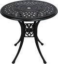 30.3 Inch Round Patio Table Cast Aluminum Patio Table,Metal Patio Dining Table with Umbrella Hole,All Weather Outdoor Bistro Dining Table for Backyard, Garden, Balcony, Black
