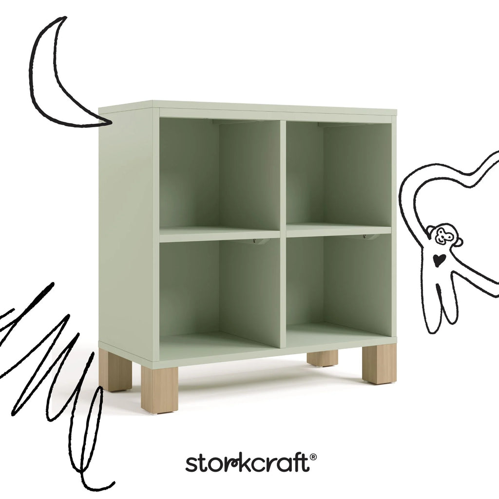 Storkcraft California Cube Organizer Children's Bookcase, Blush with Driftwood