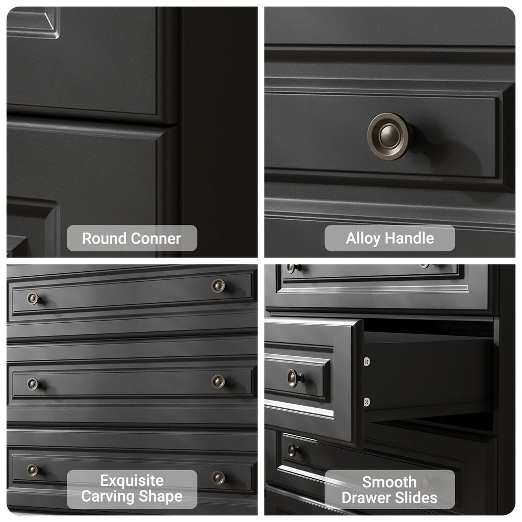 IDEALSOUL Dresser, Black Dresser Tall dresser with Large Storage Space, 4 Drawer Dresser for Bedroom, Hallway, Entryway
