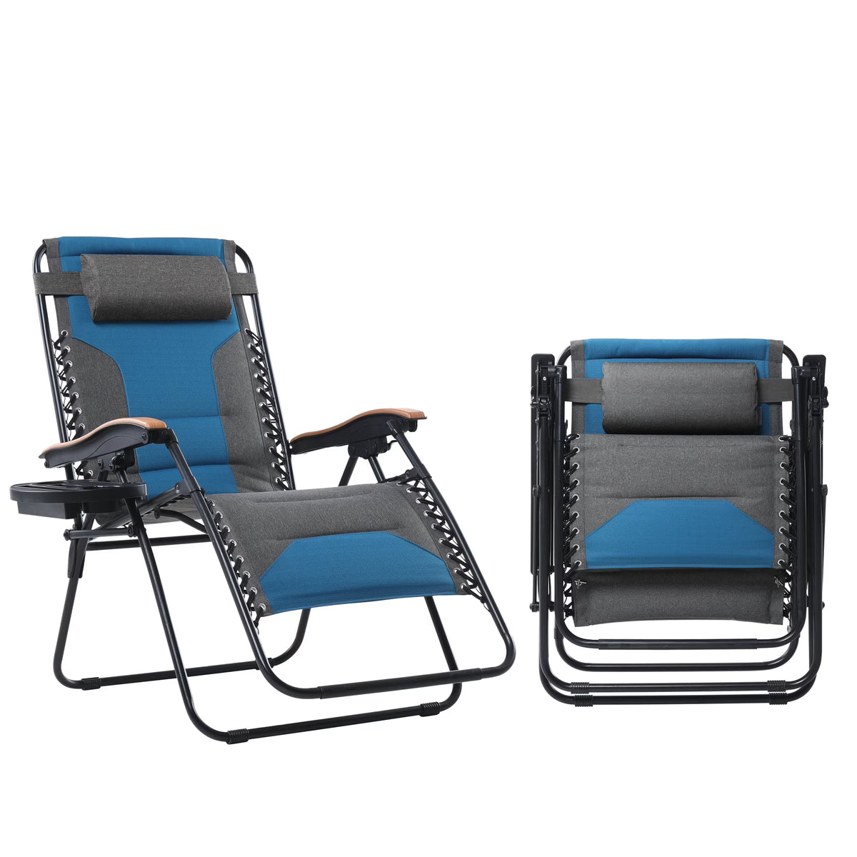 Sophia&William 2 Pieces Outdoor Oversized Padded Zero Gravity Chairs - Grey