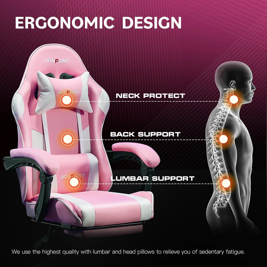 JONPONY Big and Tall Gaming Chair, Ergonomic Design, Gamer Chair PU Leather with Footrest and Lumbar Support, High Back Office Chair Support 8 Hours Long Sitting, Computer Chair,Black Grey
