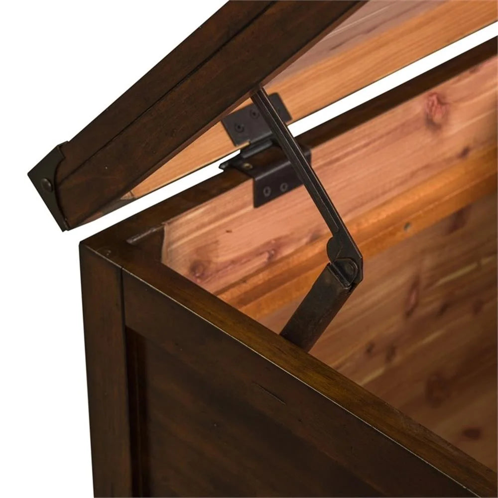 Pemberly Row Rustic Wood Storage Trunk in Brown