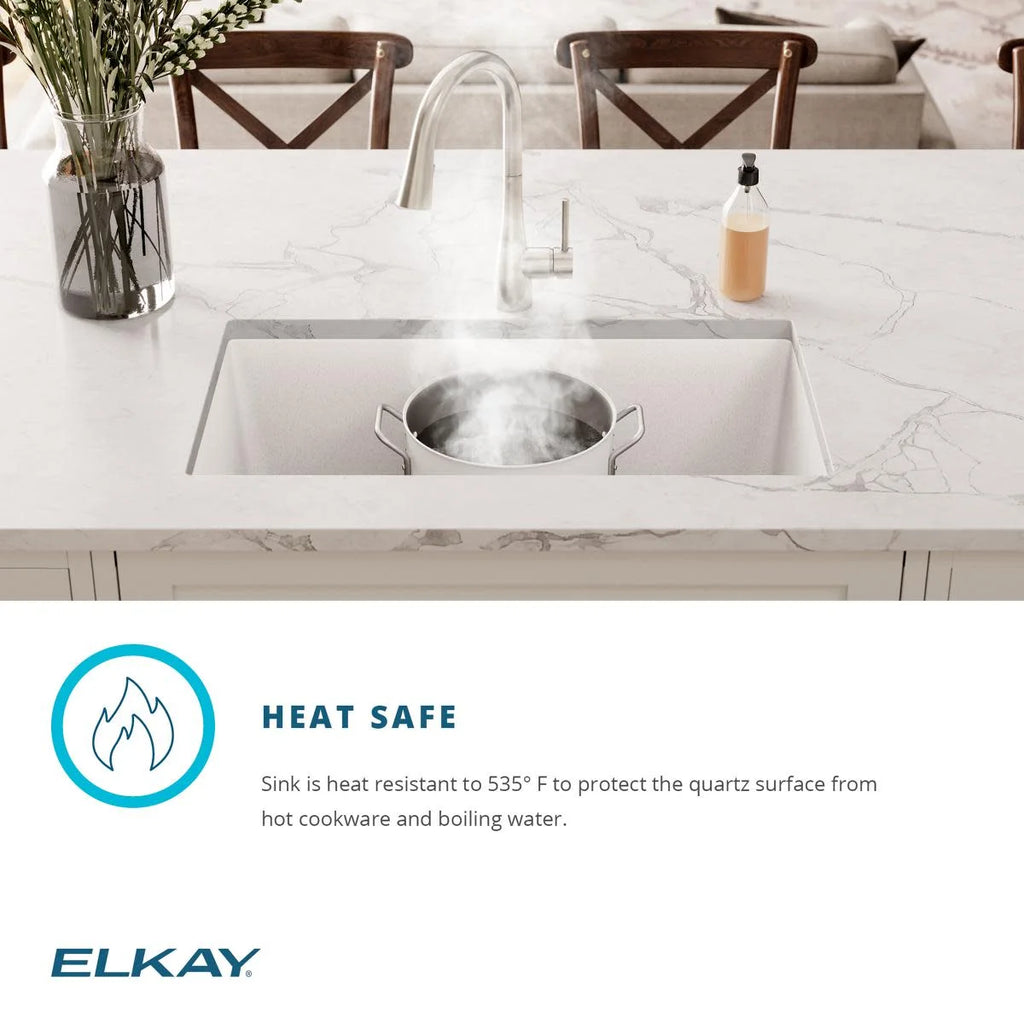 Elkay Quartz Classic 25" x 18-1/2" x 11-13/16", Undermount Laundry Sink with Perfect Drain, White