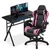 MoNiBloom Portable Standing Laptop Table with Host Rack and Ergonomic Gaming Chair with Footrest Recliner for Home Office
