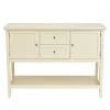 Costway Sideboard Buffet Table Wooden Console Table w/ Drawers & Cabinets Beige
