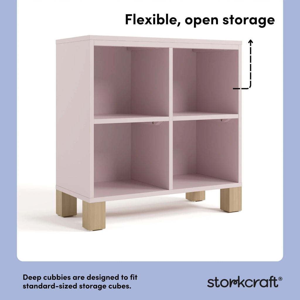 Storkcraft California Cube Organizer Children's Bookcase, Blush with Driftwood