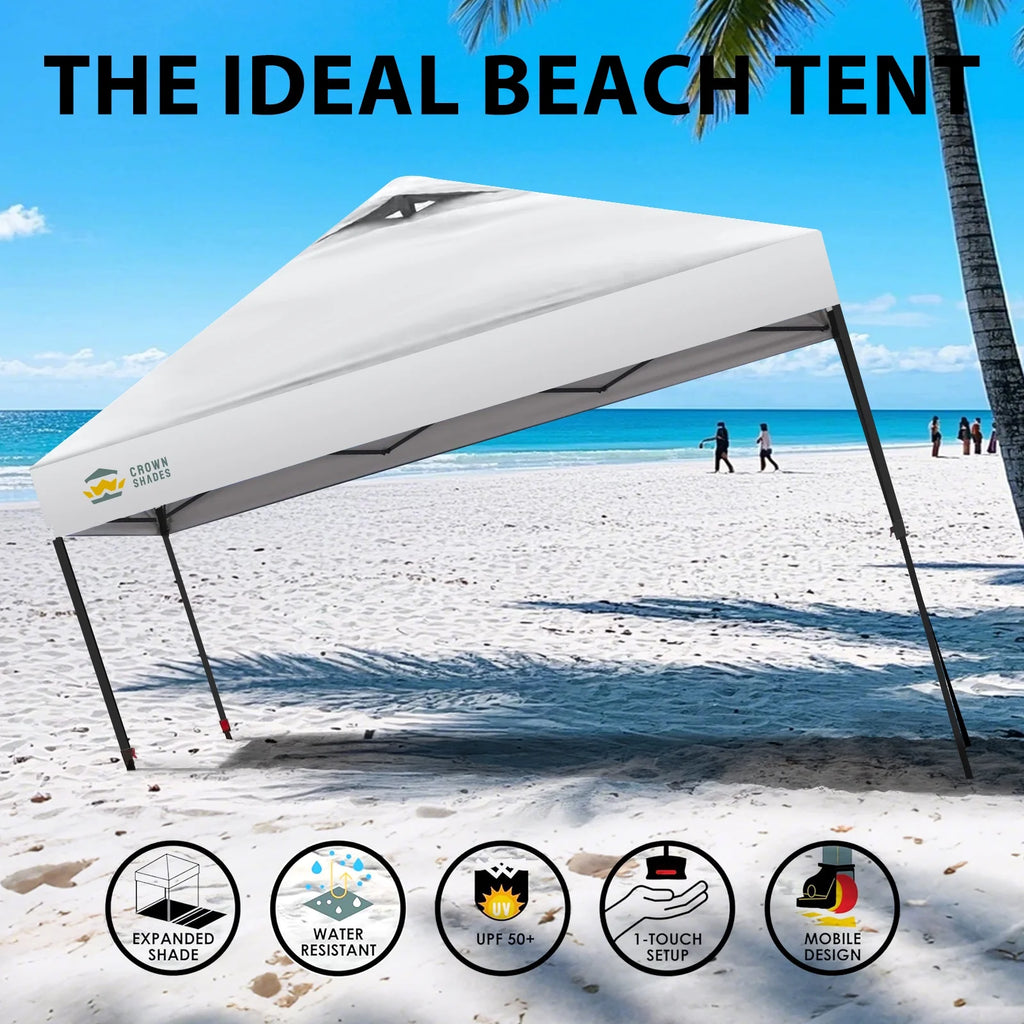 CROWN SHADES 8x8 Pop Up Canopy with One Push Setup Easy Outdoor Sun Shade for Events Parties Camping Forest Green
