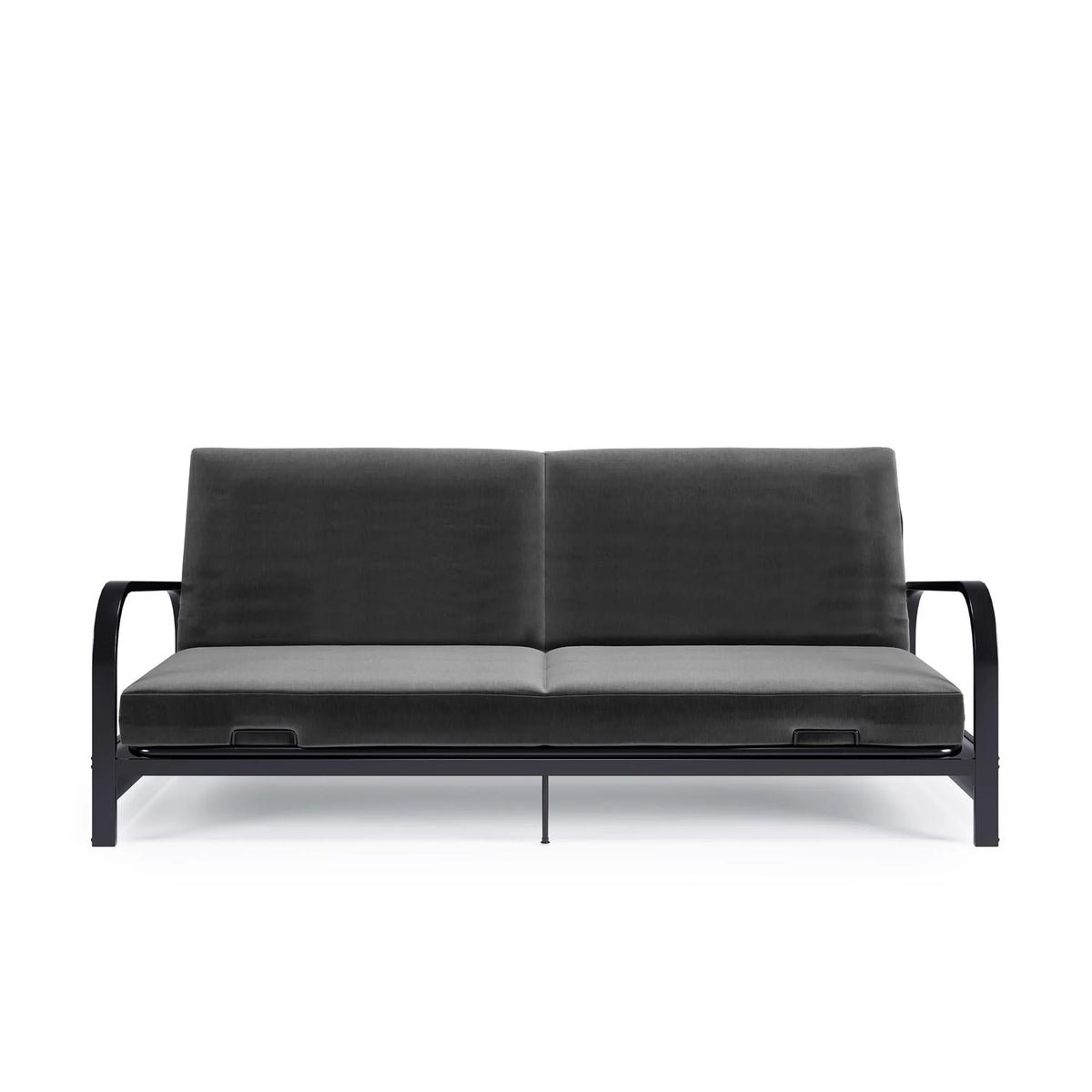 DHP College Metal Arm Futon, Black Frame with Gray Mattress