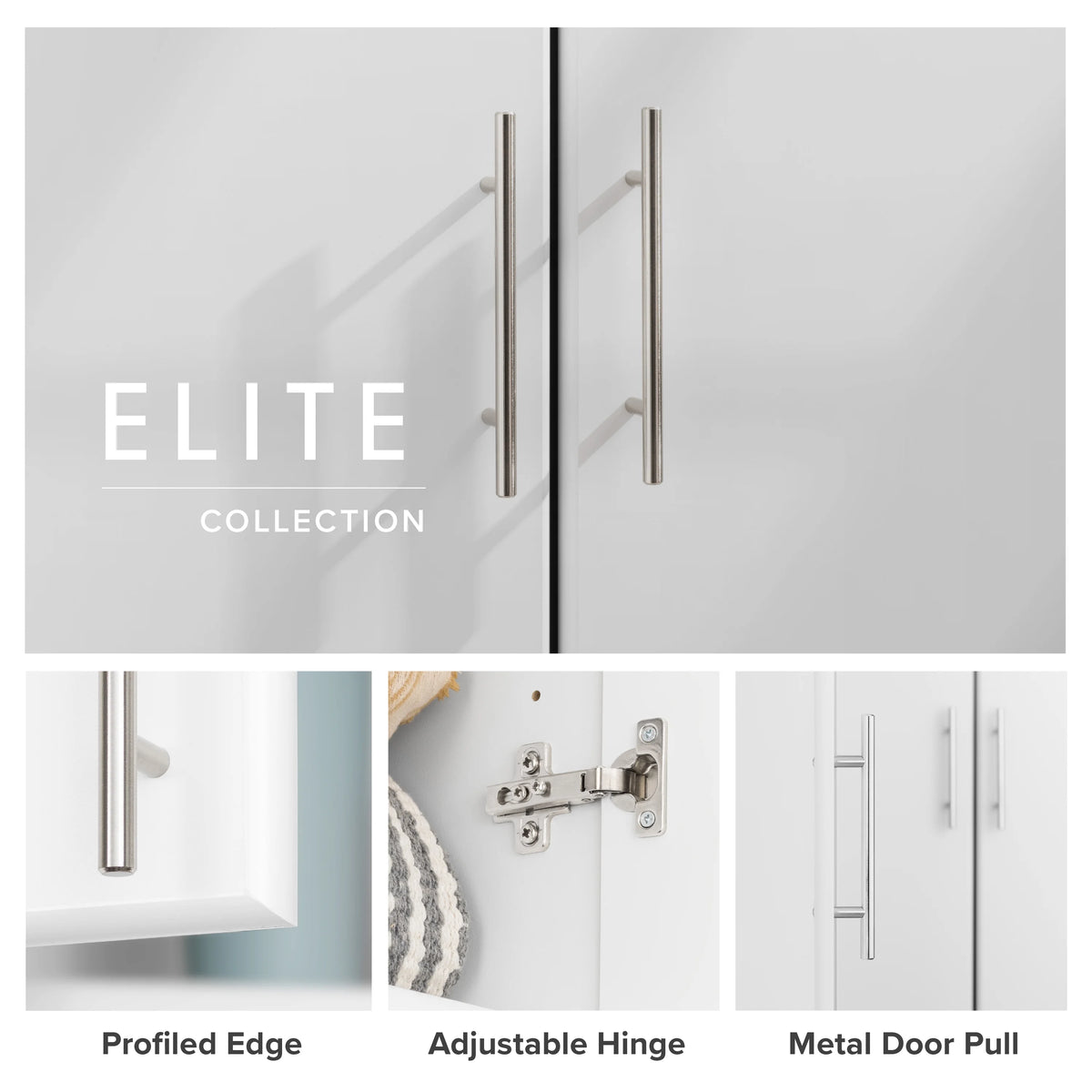Prepac Elite Home Storage White Base Cabinet with Melamine Countertop