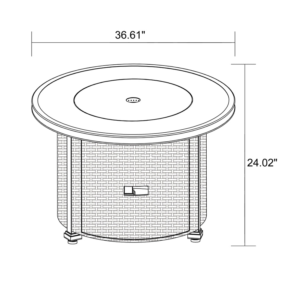 Better Homes & Gardens Colebrooke 37" Round 50,000 BTU Propane Gas Fire Pit Table with Glass Beads, Metal Lid and Protective Cover