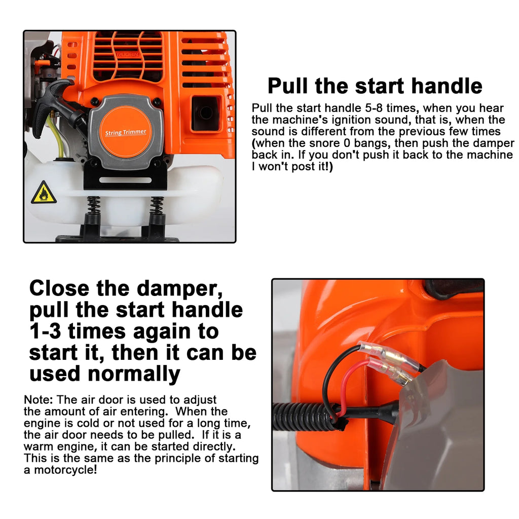 Gas Weed Eater 52cc, Powerful 2-Stroke Engine Weed Wacker with Multi-Function Attachments, 9500rpm Gas Powered Brush Cutter, Orange, for Lawn & Garden