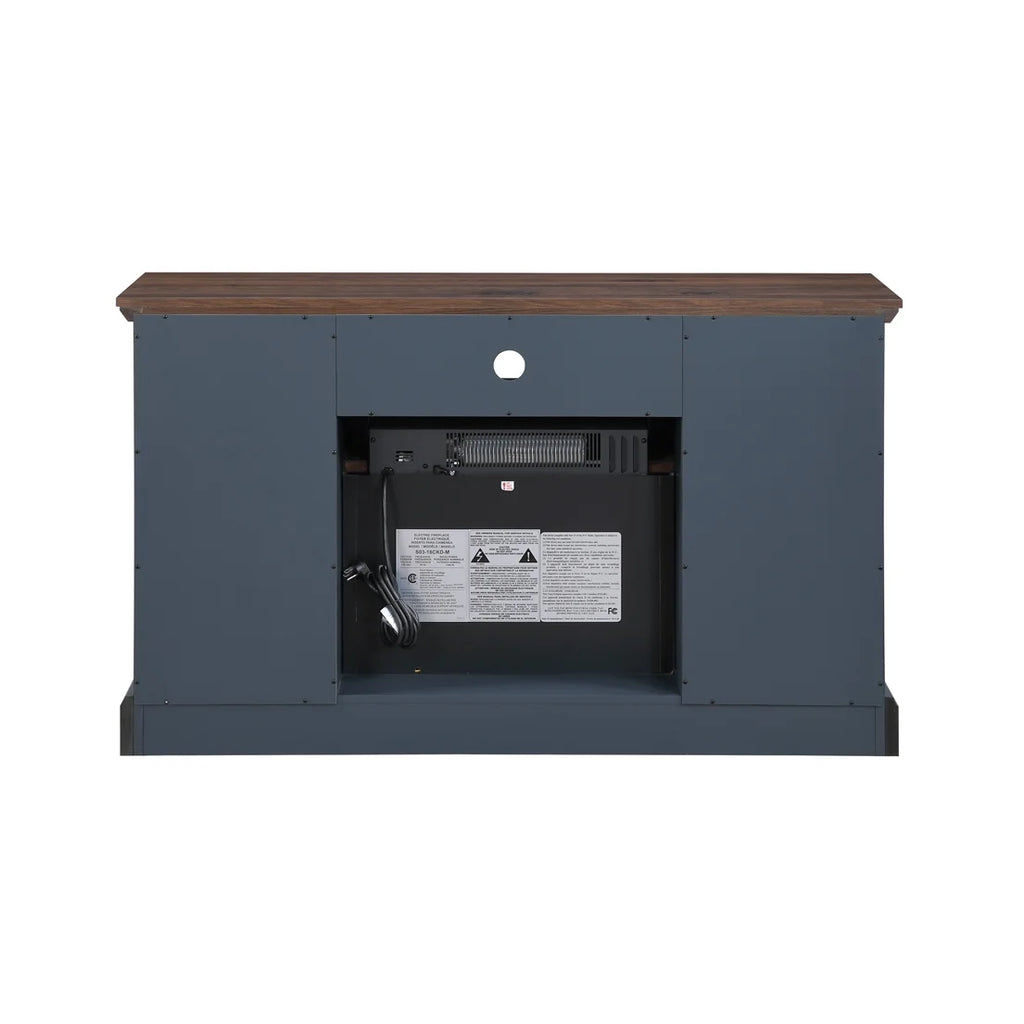 Mainstays Farmhouse Fireplace TV Stand for TVs up to 55", off White/Walnut