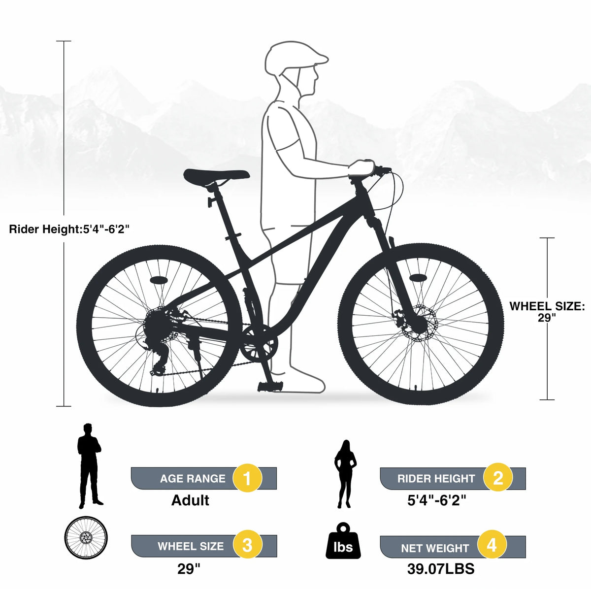 29" Mountain Bike 8 Speed Steel Frame City Bicycle with Front Suspension for Men Women, Gray
