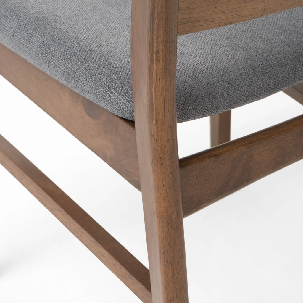 GDF Studio Isador Mid Century Modern Fabric Upholstered Wood Dining Chairs, Set of 2, Dark Gray and Walnut