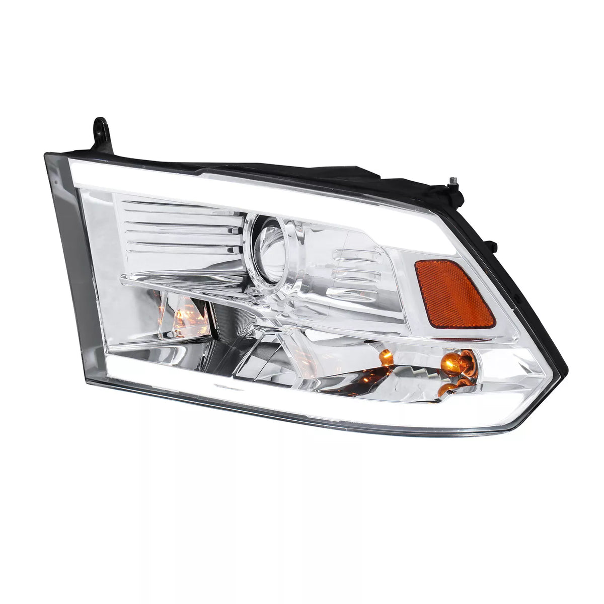 MOSTPLUS Pair LED DRL Chrome Headlight for 2009-2018 Dodge Ram 1500 2500 3500 Halogen