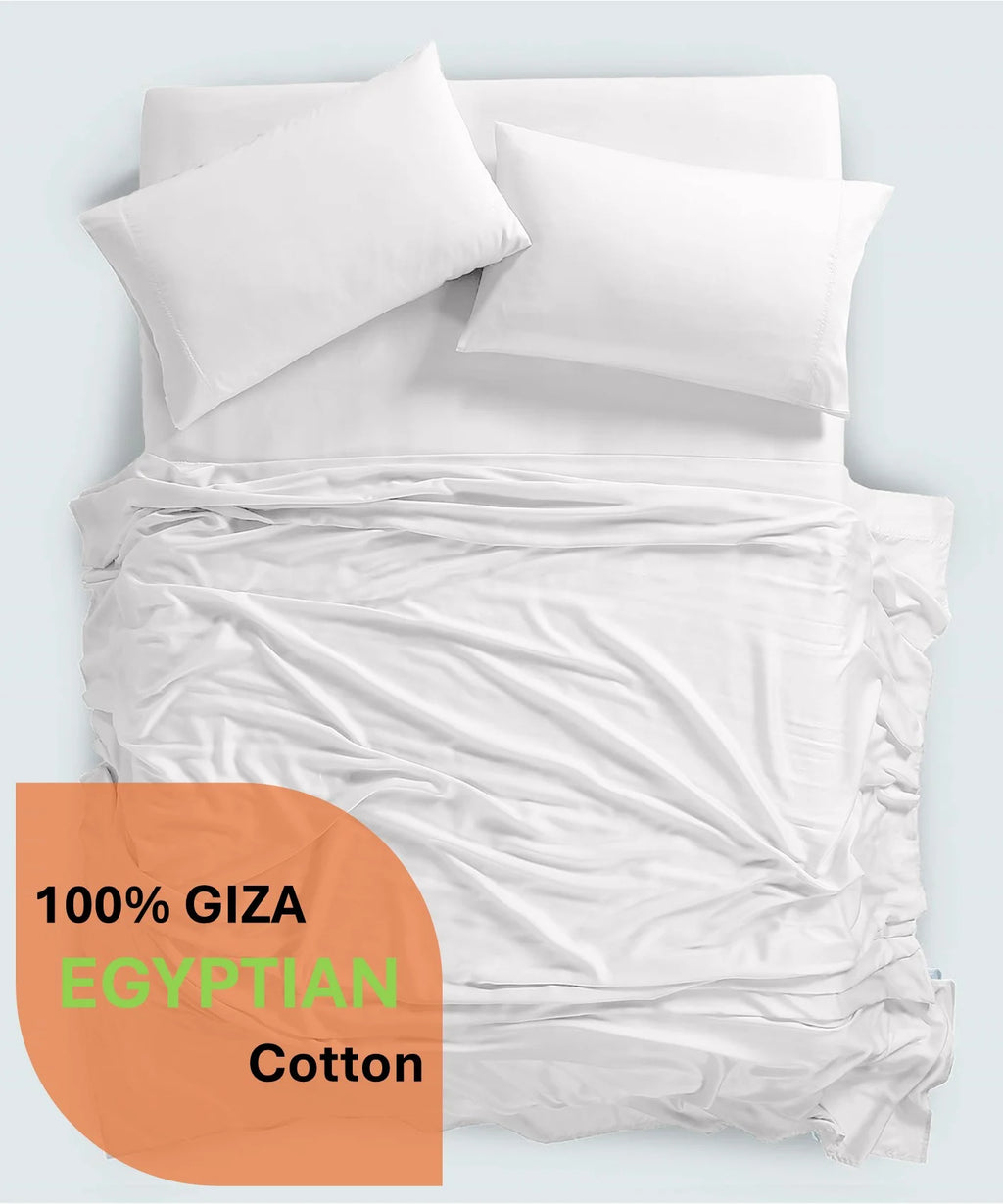 600 Thread Count, 100% Giza Egyptian Cotton Bedding Set, 4-PC Sheets Set, 15 Inch Deep Pocket of Fitted Sheet, Soft Sateen Weave Breathable - Black, Twin
