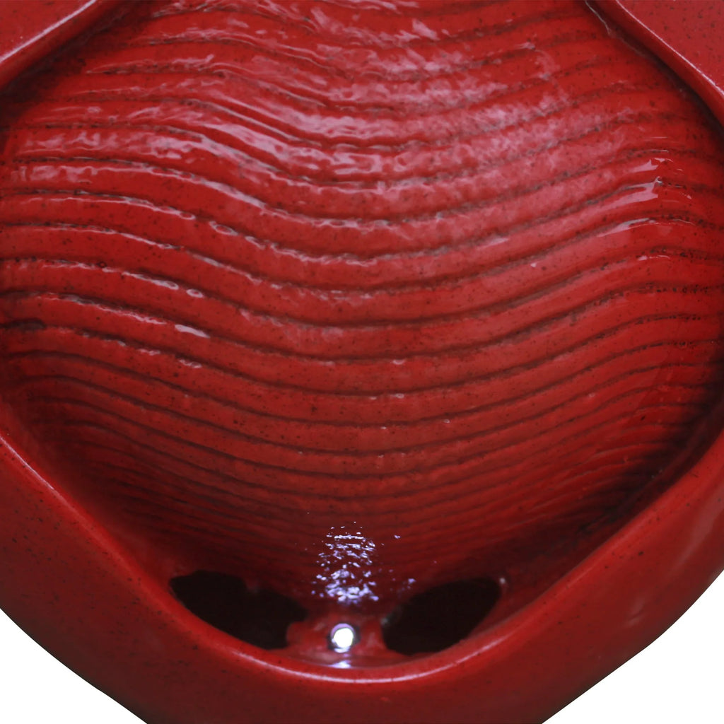 Teamson Home Outdoor Glazed Pot Floor Fountain with LED Lights, Red