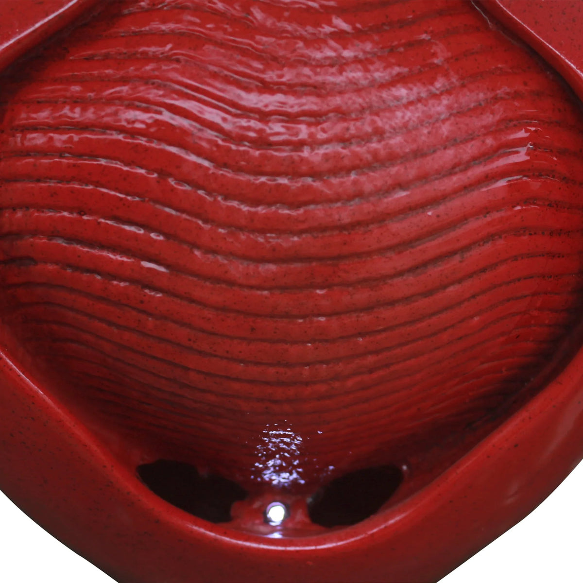 Teamson Home Outdoor Glazed Pot Floor Fountain with LED Lights, Red
