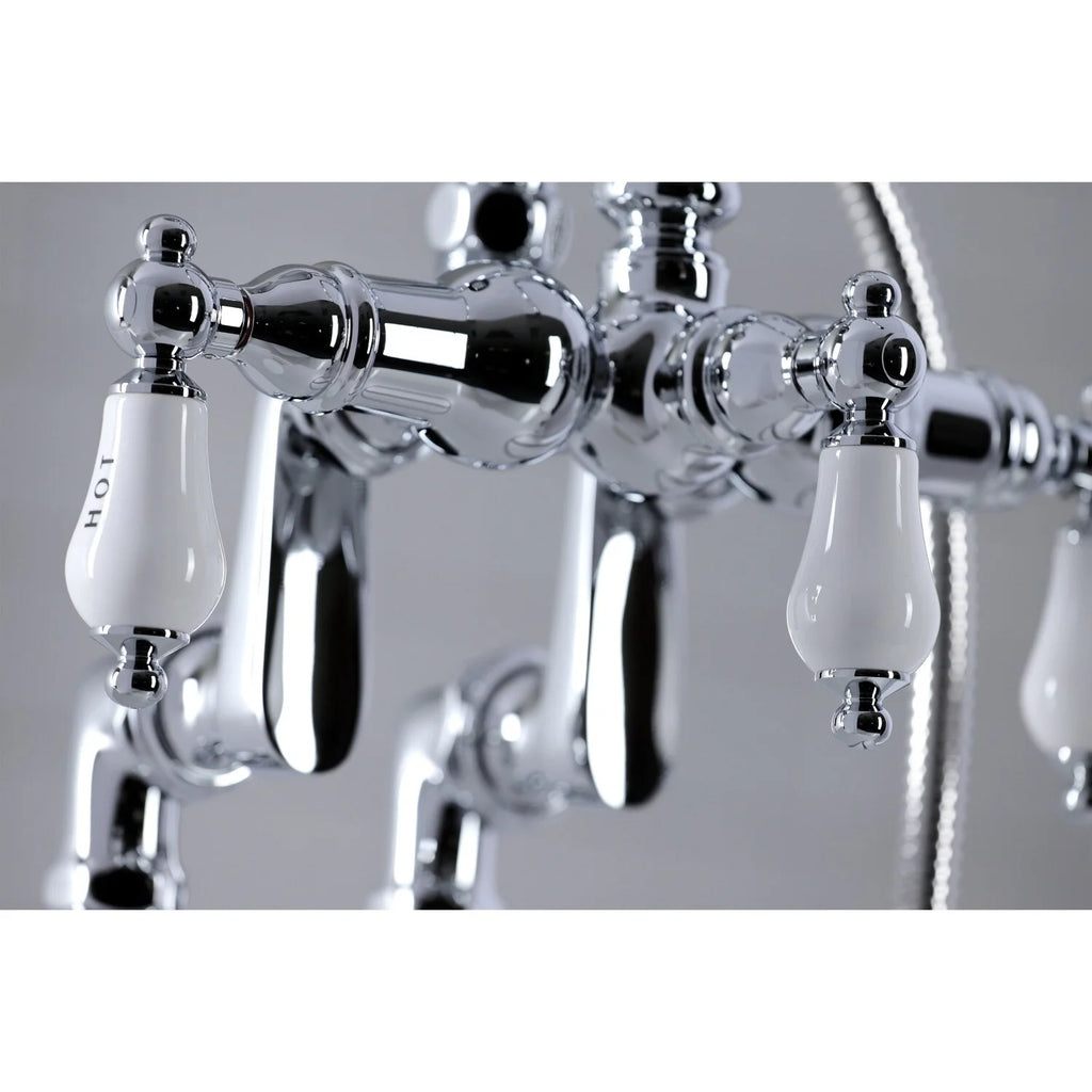 Kingston Brass Vintage Deck Mount Clawfoot Tub Faucet with Hand Shower Brushed Nickel Brushed