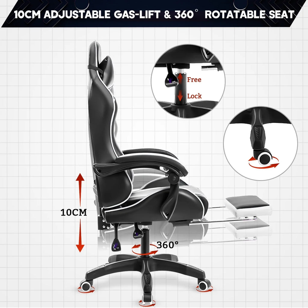 Gaming Chair with Massage Gamer Chair with 2D Armrests for Kids