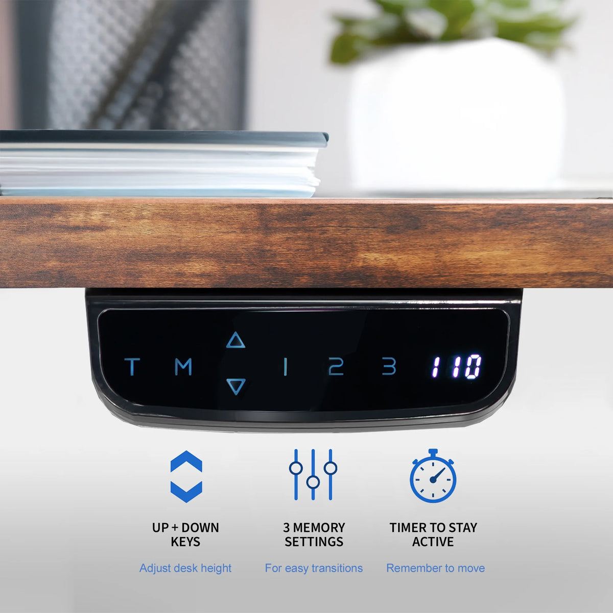 VIVO Reclaimed Wood / Black 63�?x 32�?Electric Height Adjustable Stand Up Desk