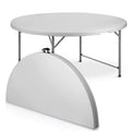 Magshion 5.5FT Round Folding Table, Heavy Duty Plastic Portable Round Table, Indoor Outdoor Foldable Dining Table with Handle, Grey