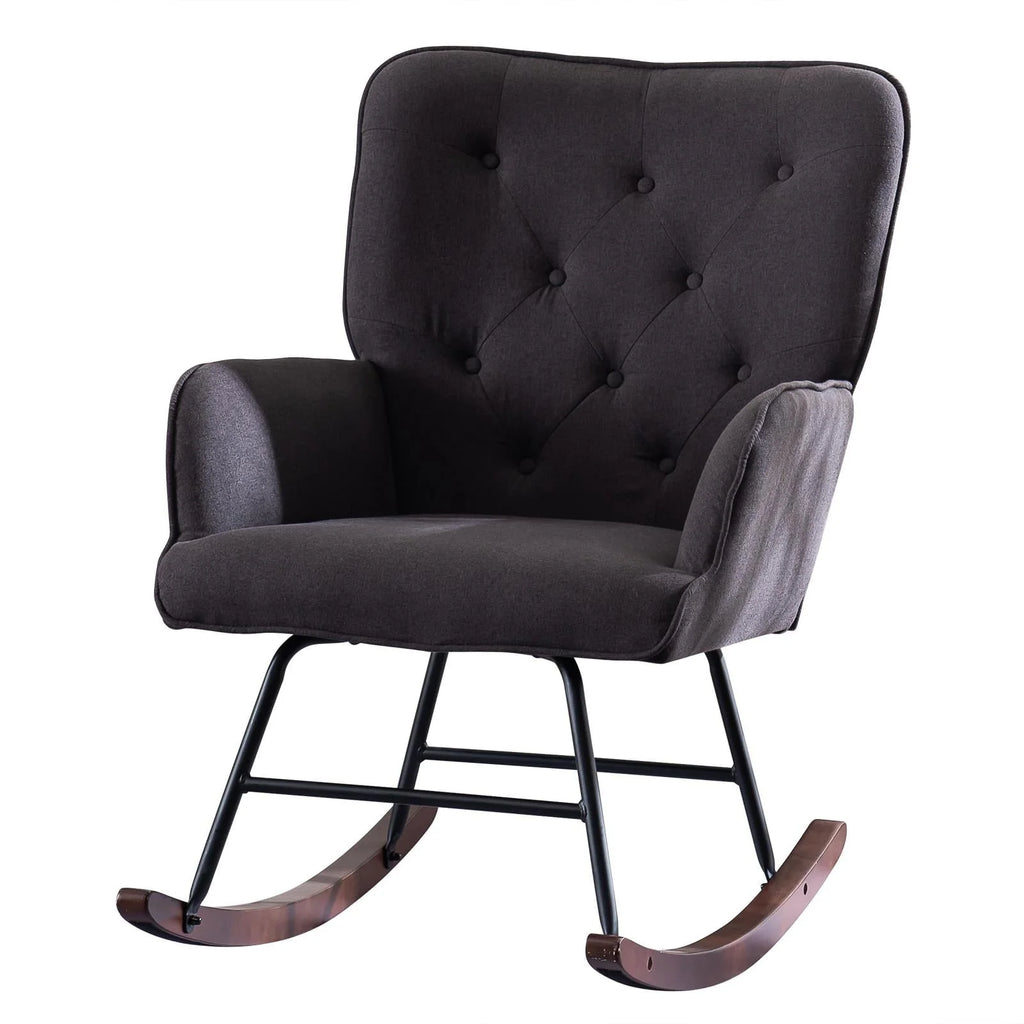 UBesGoo Rocking Accent Chair, Soft Padded Armchair Chair,  Comfy Side Chair with Sturdy Wooden Metal Legs for Living Room Bedroom Gray