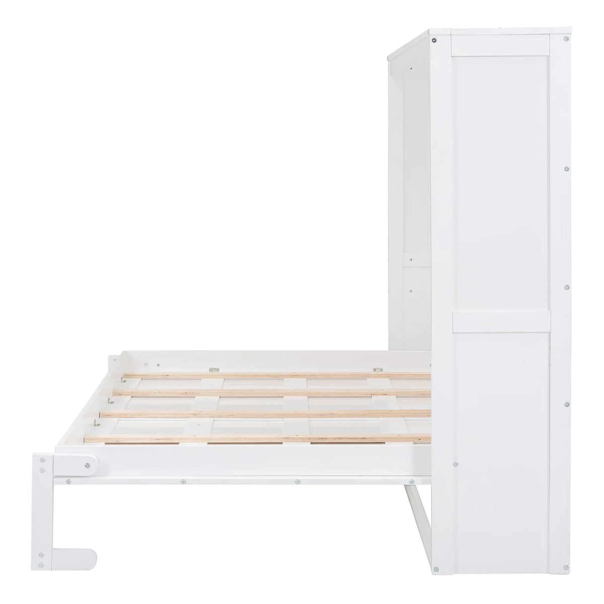 Harper & Bright Designs Full Size Murphy Bed Space-Saving Foldable Wooden Wall Bed with a Shelf for Guest Room Home Office, Gray