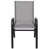 BizChair 5 Pack Black Outdoor Stack Chair with Flex Comfort Material and Metal Frame