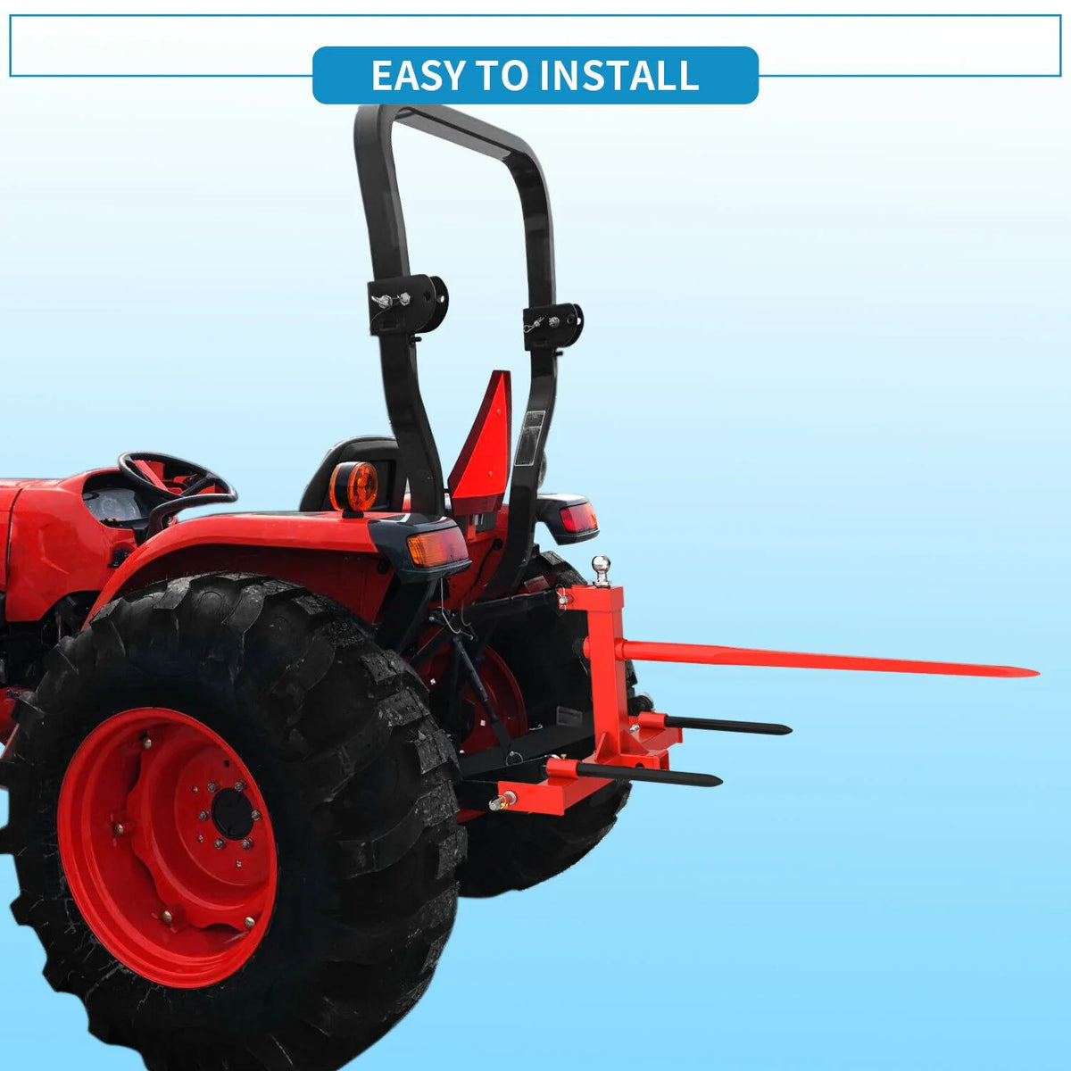 RVNI Tractor Attachments 3 Point Hay Bale Spear Trailer Hitch Receiver Cat 1 Tractor Lift Capacity 3000lb With Gooseneck Ball