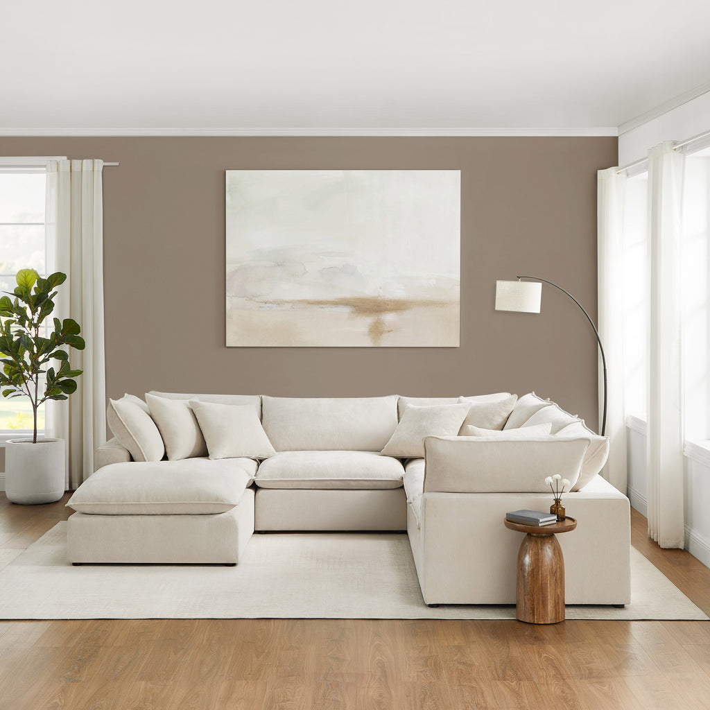 Sereen 6-piece Fabric Modular Sectional, Cream