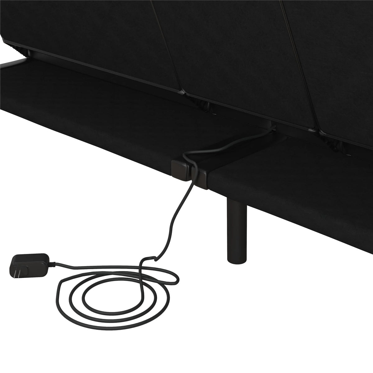 Mainstays Memory Foam 71.5" Futon with Cupholder and USB, Black Faux Leather