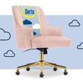Serta Scarlett Modern Mid-Back Office Chair Velvet Fabric Gold Metal Base Pink