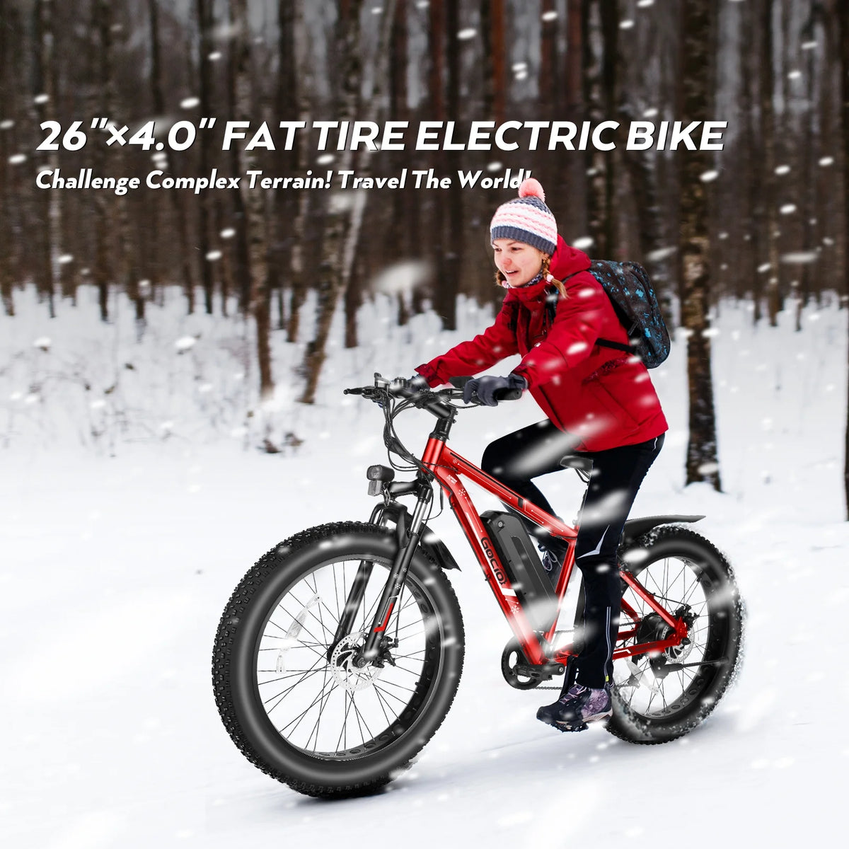 Gocio 26" 4.0 Fat Tire Electric Bike for Adults, 500W Motor, 48V 13Ah Battery, Lightweight Aluminum Alloy Frame, Max 22Mph Electric Mountain Bike Beach Snow Ebike for Men, Professional 7-Speed UL2849
