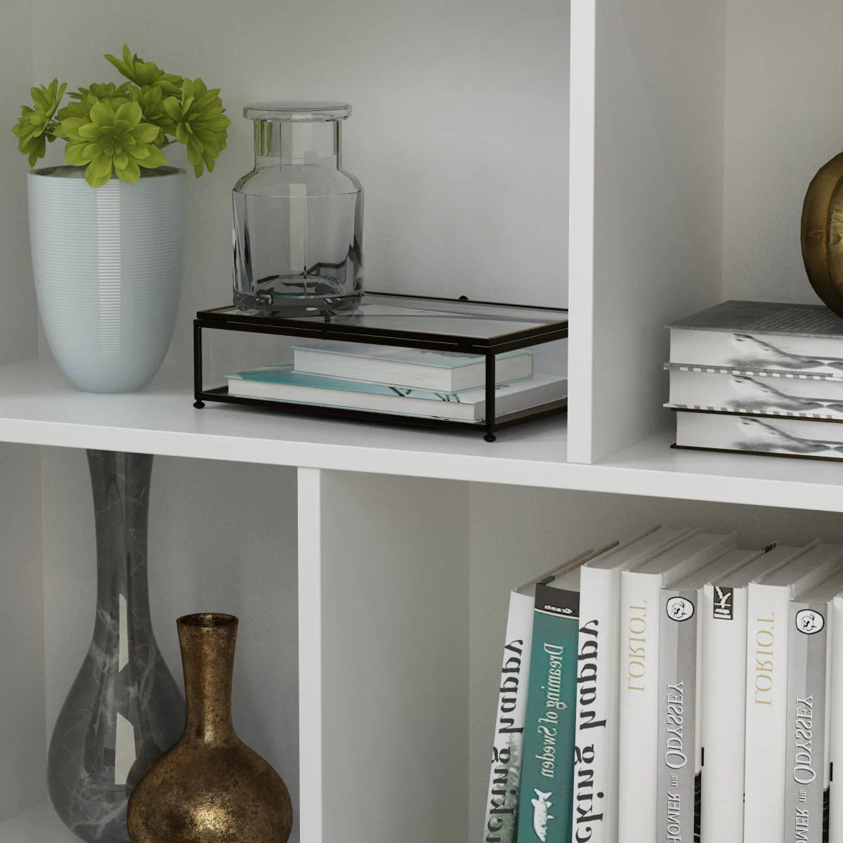 FUFU&GAGA 10-Cube Storage Shelf, Multipurpose Cubby Shelving Unit Display Storage Bookcase Bookshelf, Storage Cubes Organizer Cabinet for Home Office Living Room Bedroom, White(L 47.2in)