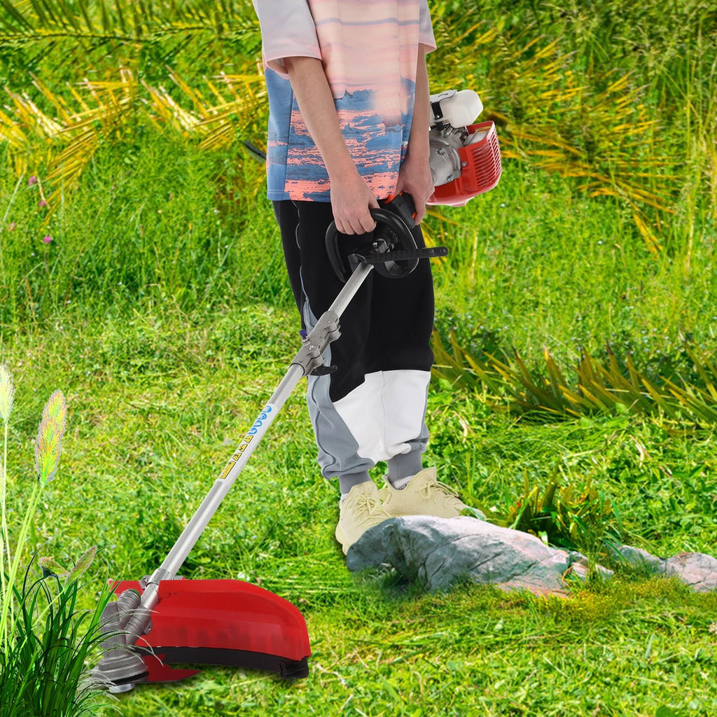 Fogcroll Fogcroll 52cc 2 Stroke Petrol Hedge Trimmer Chainsaw Brush Cutter Pruner Strimmer Multi Functional Trimming Tools Weed Eater String Trimmer Edger Pole Saw Chainsaw Pruner with Extension Pole