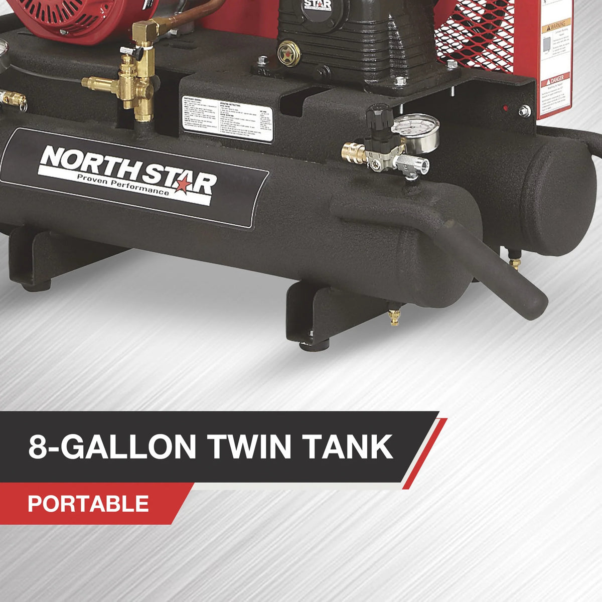 NorthStar Wheelbarrow Air Compressor, Gas-Powered Honda GX160 OHV Engine, 8-Gallon Twin Tank, 13.7 CFM @ 90 PSI