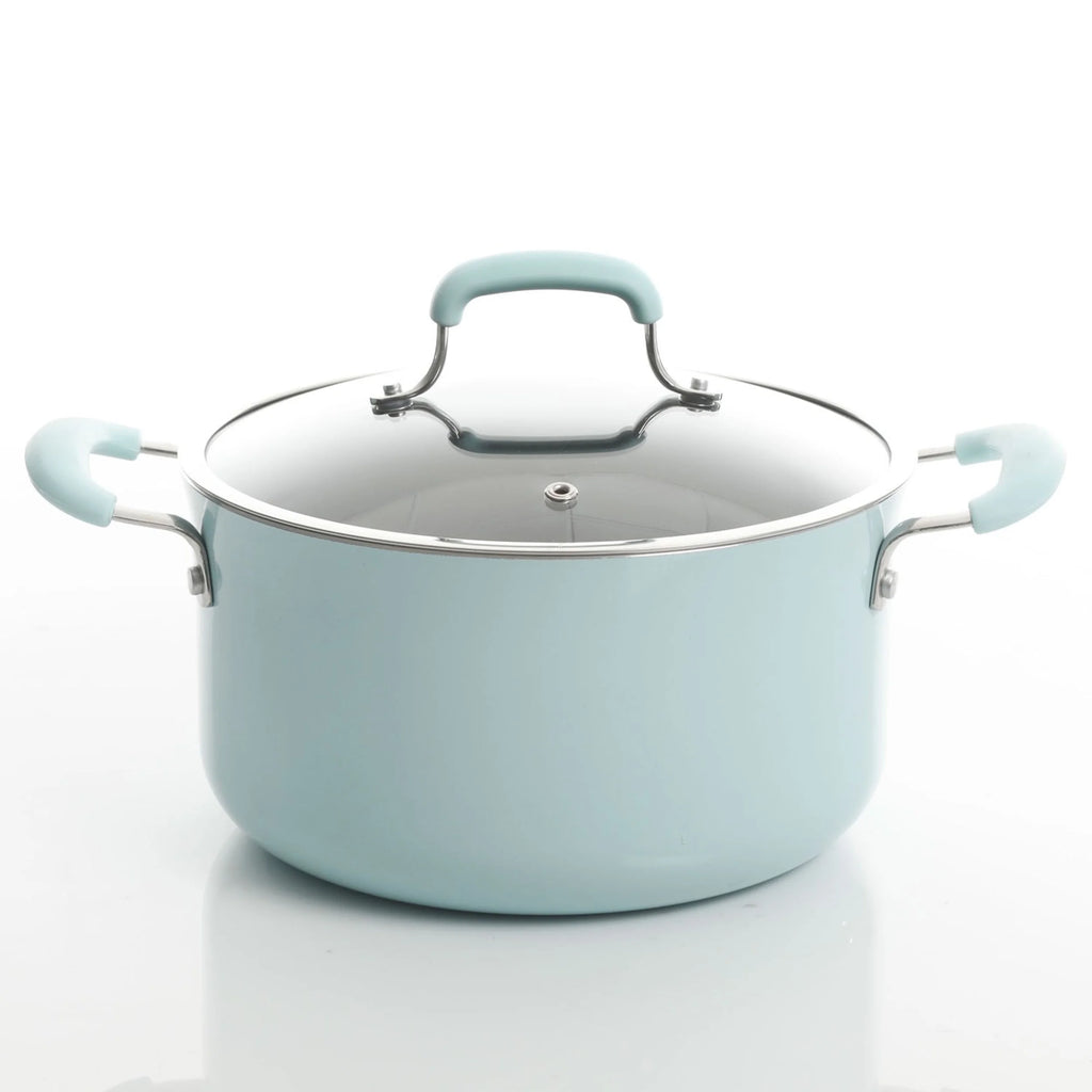 Kenmore Elite Andover 10 Piece Nonstick Aluminum Cookware Set in Glacier Blue