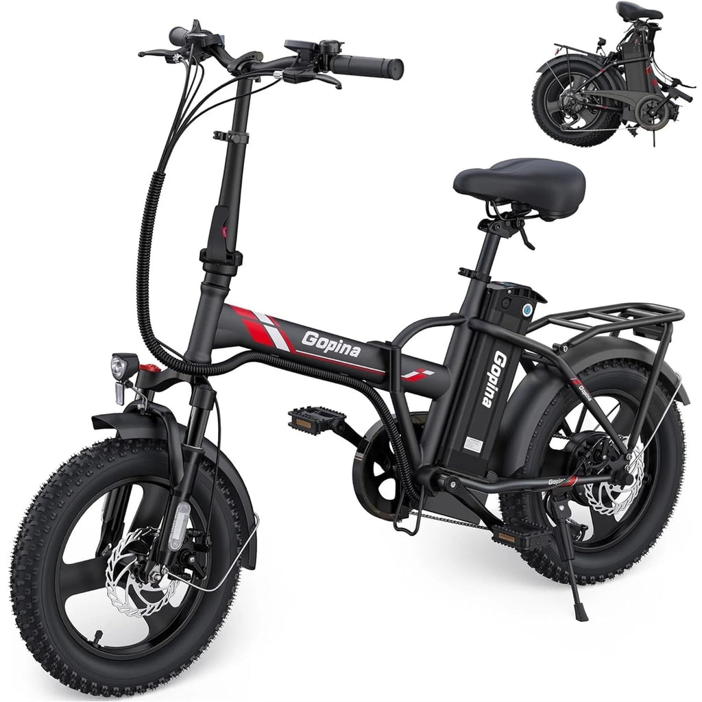 Vivi Electric Bike for Adults 350W Folding Electric Bike 16" x 3.0 Fat Tire Electric Bike 20MPH Commuter Electric Bike with Smart LCD Display Up to 40 Miles