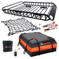 MeeFar Universal Rooftop Roof Rack Steel Cargo Carrier Basket Size 51" X 36" X 5" + Soft Shell Waterproof Cargo Bag 15 Cu.ft (44" 34" 17") Combo