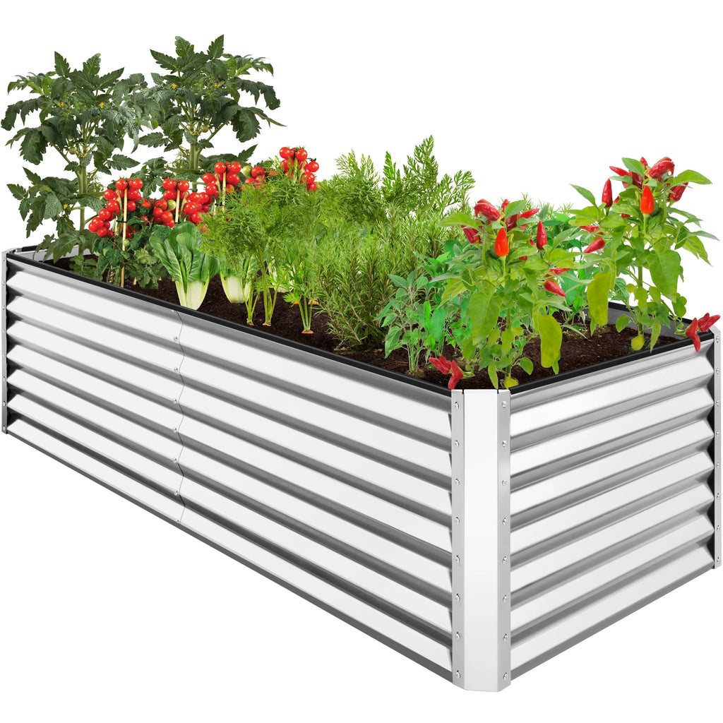Best Choice Products 8x4x2ft Outdoor Metal Raised Garden Bed, Planter Box for Vegetables, Flowers, Herbs - Gray